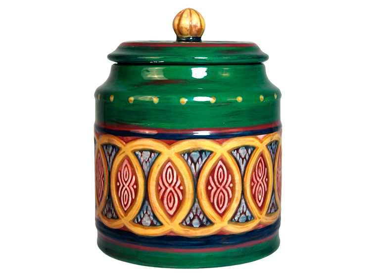 Medium Ornate Canister Freestyle Ceramics & Tufting